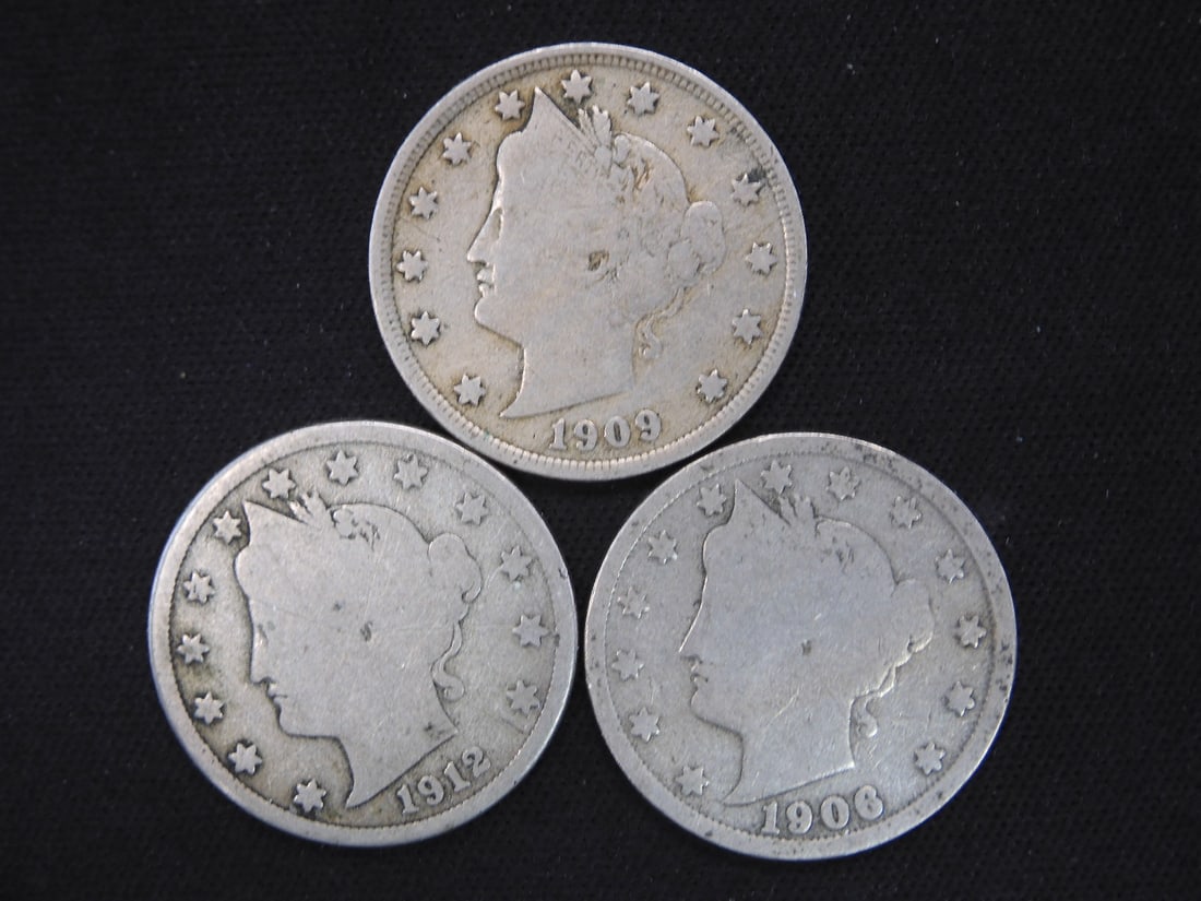 1906, 1909, 1912-D Liberty V Nickels: 1906, 1909, 1912-D Liberty V Nickels