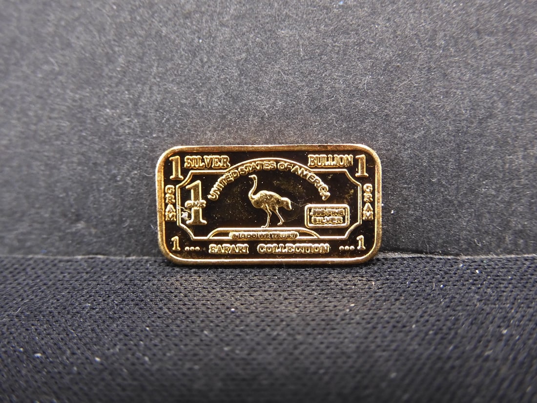 Delmarva Mint Safari Collection- Ostrich- 1 Gram .999 Fine Silver Bar (1 of 2)