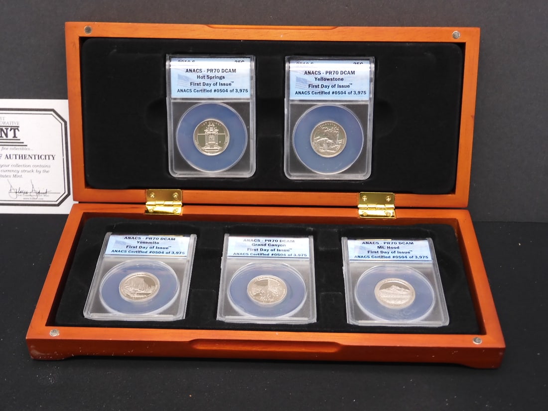 2010-S Silver Proof America the Beautiful 25 Cent ANACS Graded Set PR 70: 2010-S Silver Proof America the Beautiful 25 Cent ANACS Graded Set PR 70