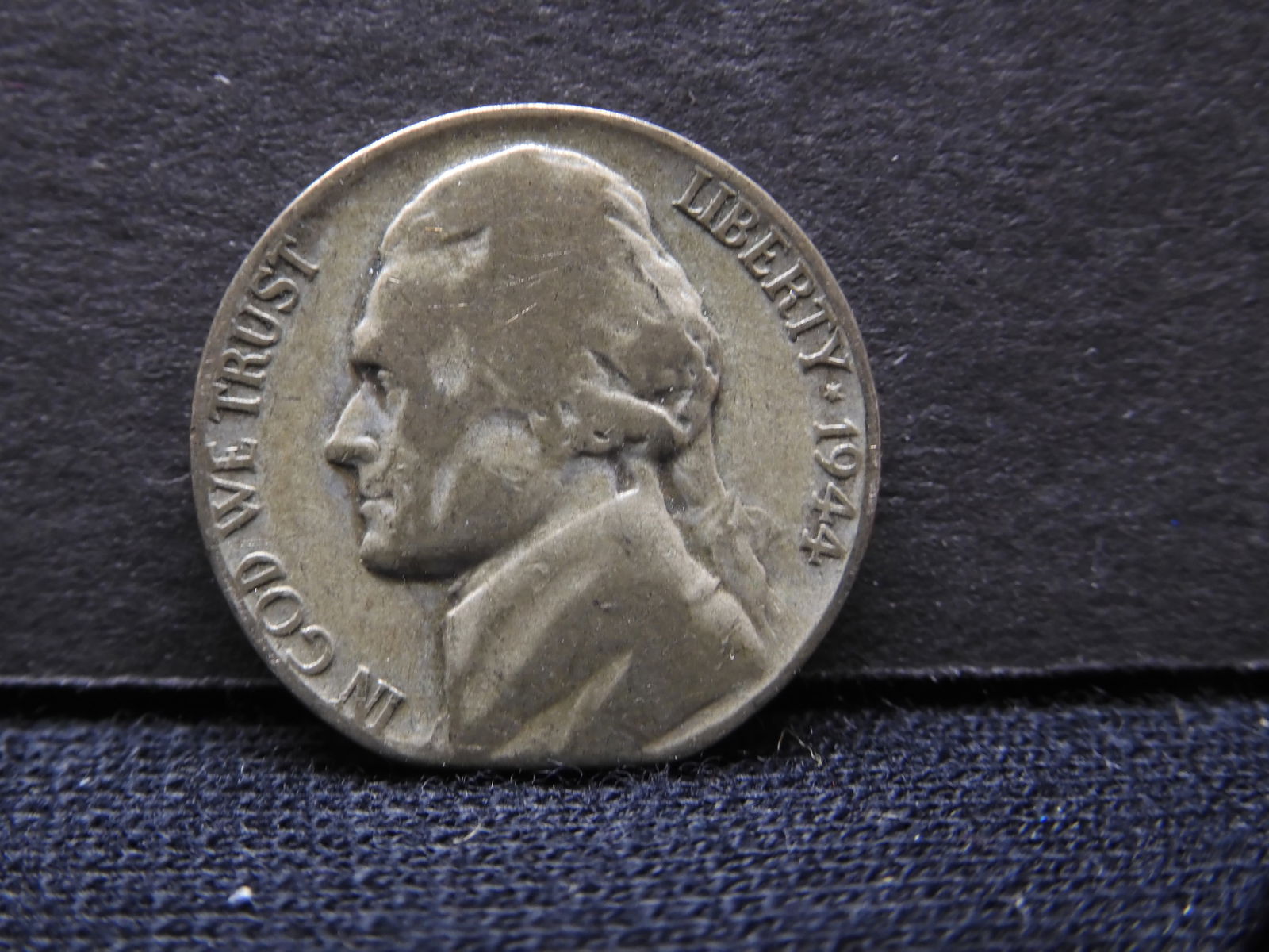 1944-P Jefferson Wartime Silver Nickel - RIM CLIP - VG (1 of 2)