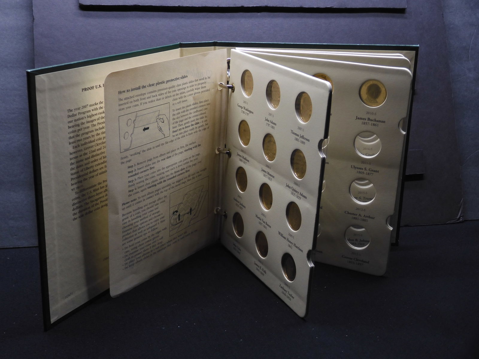 Partial Collection Proof U.S. Presidential Dollar Series 2007-  In Nice Archival Quality Album (1 of 6)