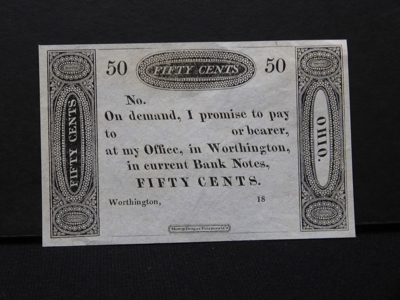 50 Cent Note - Worthington Bank Notes - Unique (1 of 2)