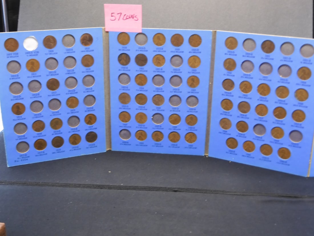 1909 to 1940 Lincoln Cent Book Partial- 57 Coins, 1909-VDB (1 of 7)