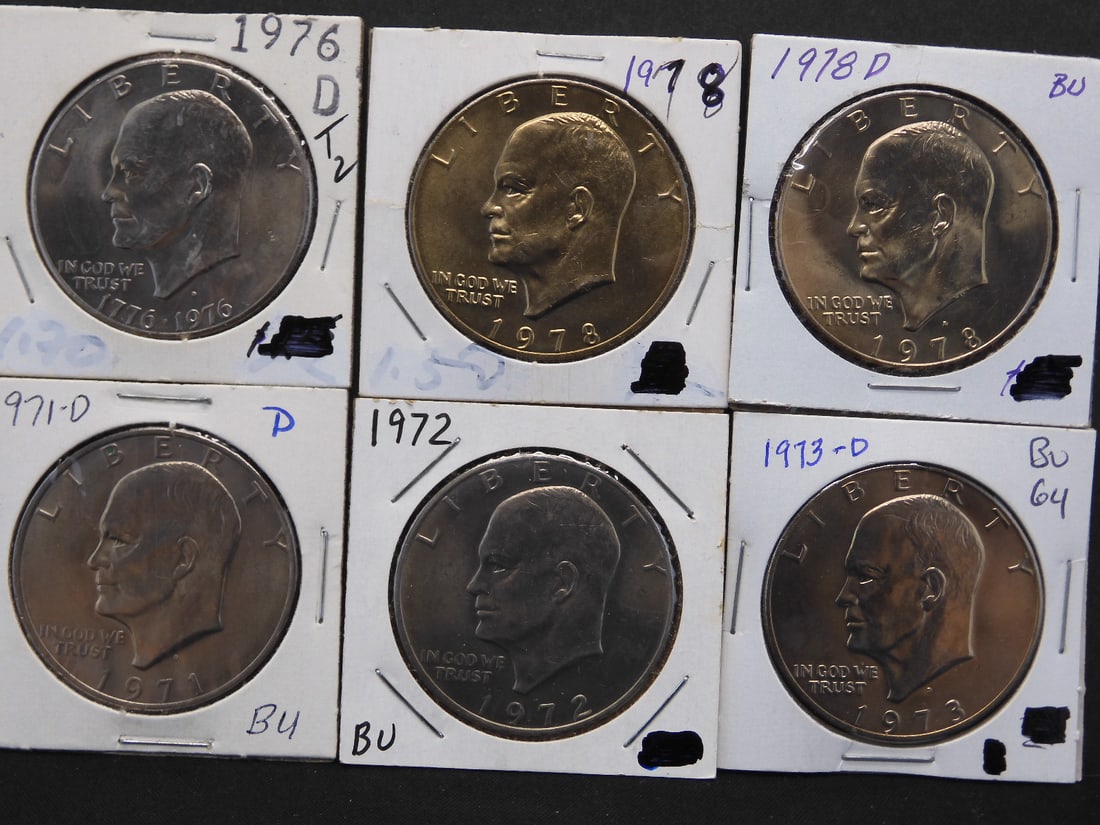 1971-D, 72, 73-D, 76-D, 78, 78-D Uncirculated Ike Dollars (1 of 2)