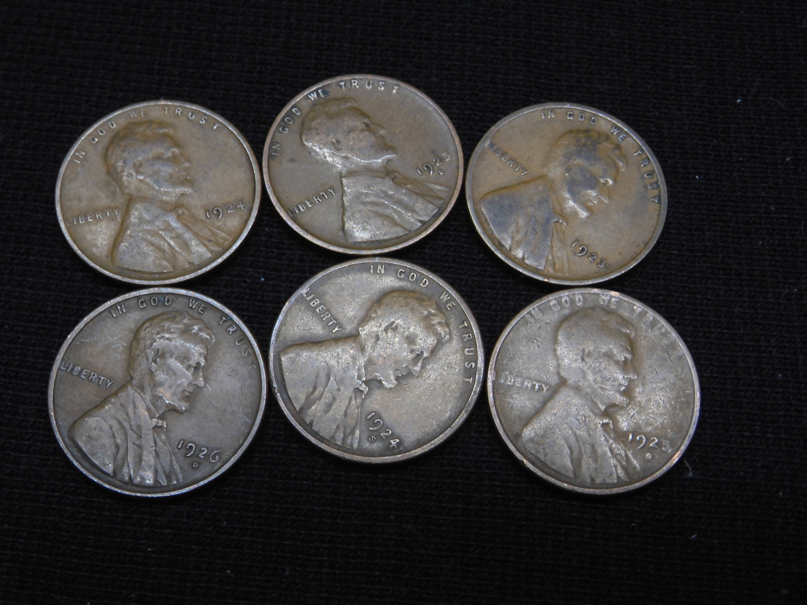1923P, 1924 P S, 1925 D S, 1926 D Wheat Pennies: 1923P, 1924 P S, 1925 D S, 1926 D Wheat Pennies