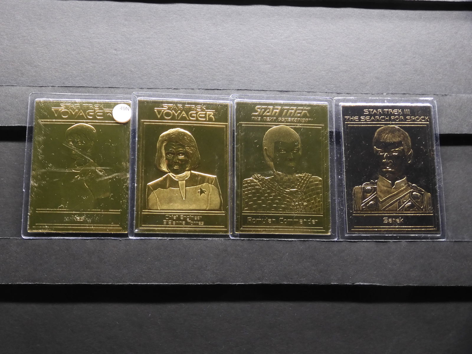 Star Trek The Next Generation Gold Plated Trading Cards Issued By Danbury Mint.  Romulan, Torres, (1 of 6)