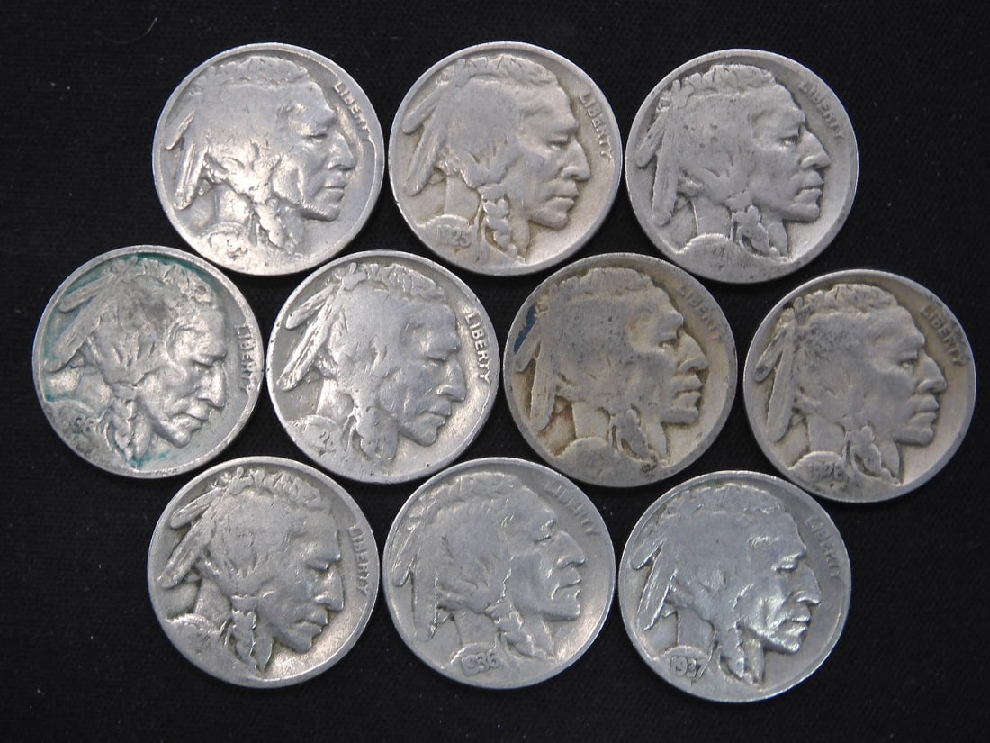 (10) Buffalo Nickels - Mixed Dates (1 of 2)