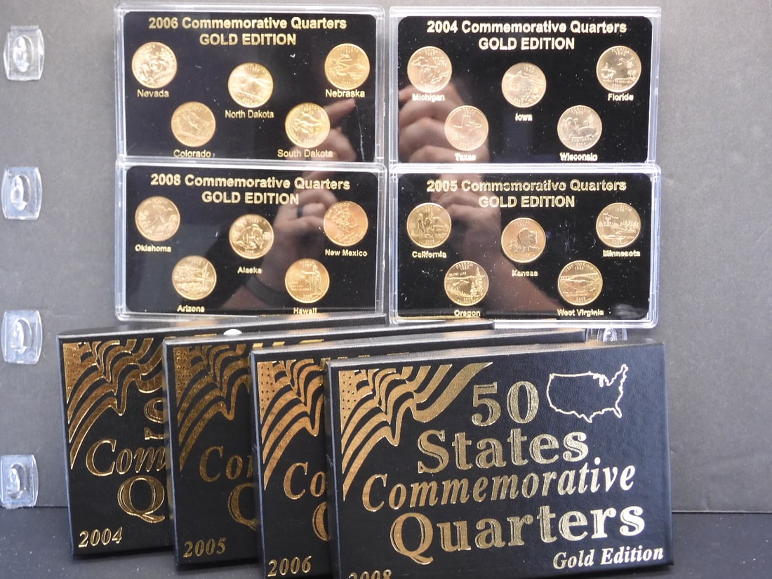 2004, 2005, 2006, 2008 Gold Edition State Quarter Sets (1 of 6)