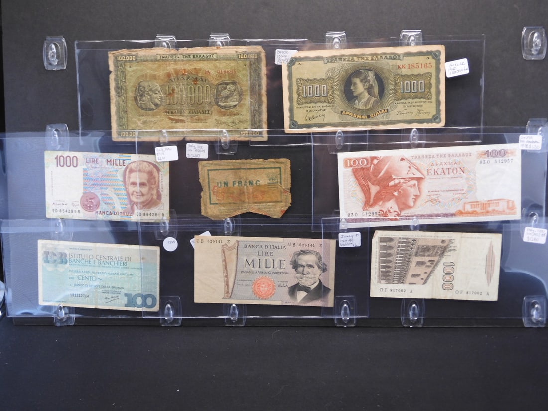 MEDITERRANEAN CURRENCY - 1978 Greece 100 Drachmai, 1942 Greece 1000 Drachmai, 1944 Greece 100,000 (1 of 8)