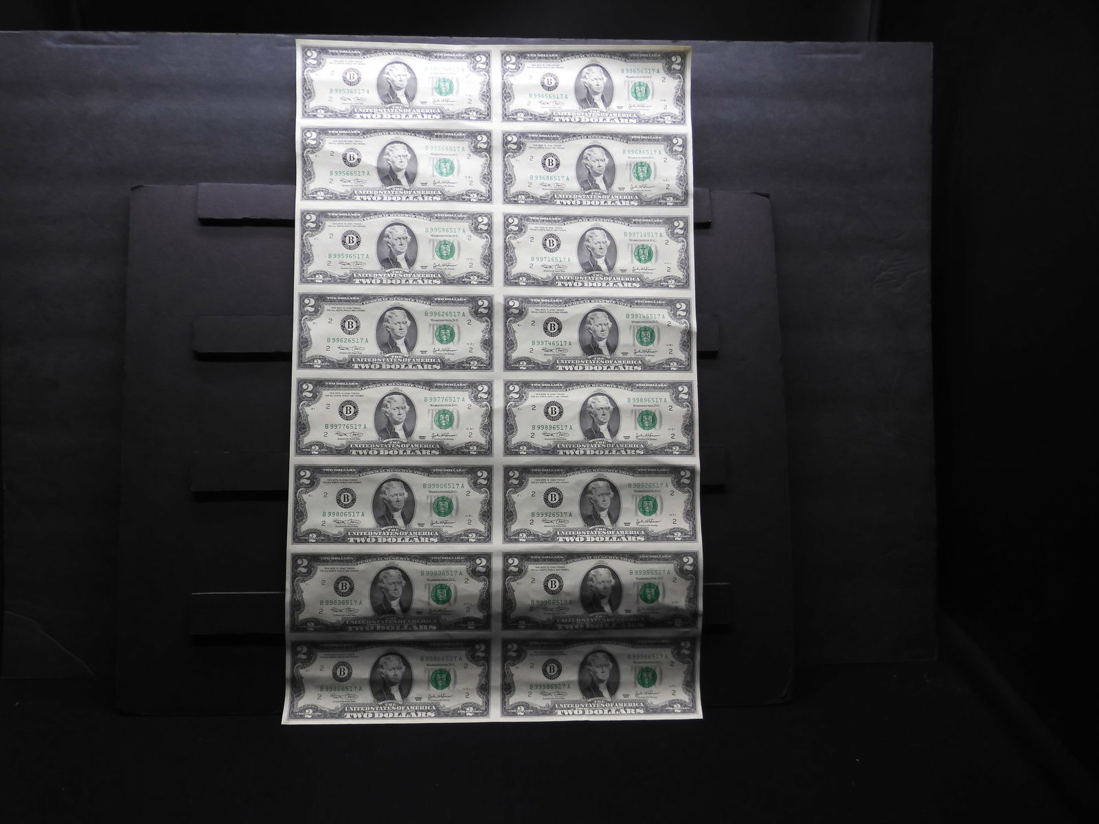 Uncut Sheet of Series 2003 $2.00 Notes - 16 Crisp Notes!! (1 of 4)