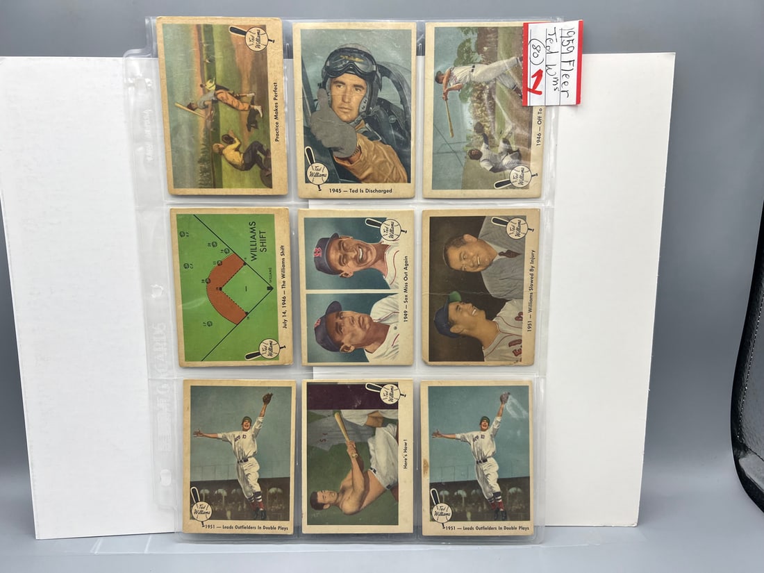 Lot of (9) 1959 Fleer Baseball's Greatest Ted Williams Cards - Varying Conditions (1 of 2)