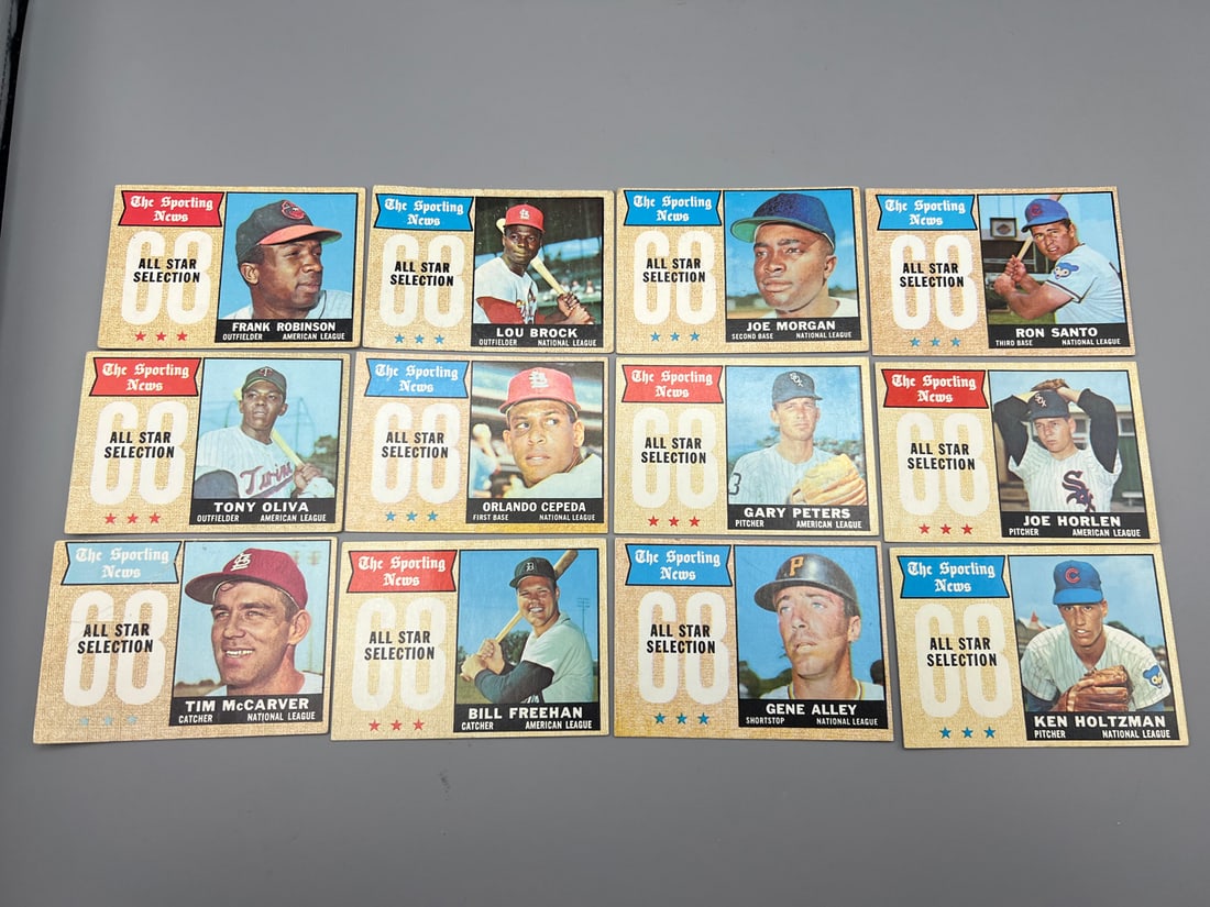 Lot of (12) 1968 Topps Baseball All Star Cards - Varying Conditions (1 of 2)