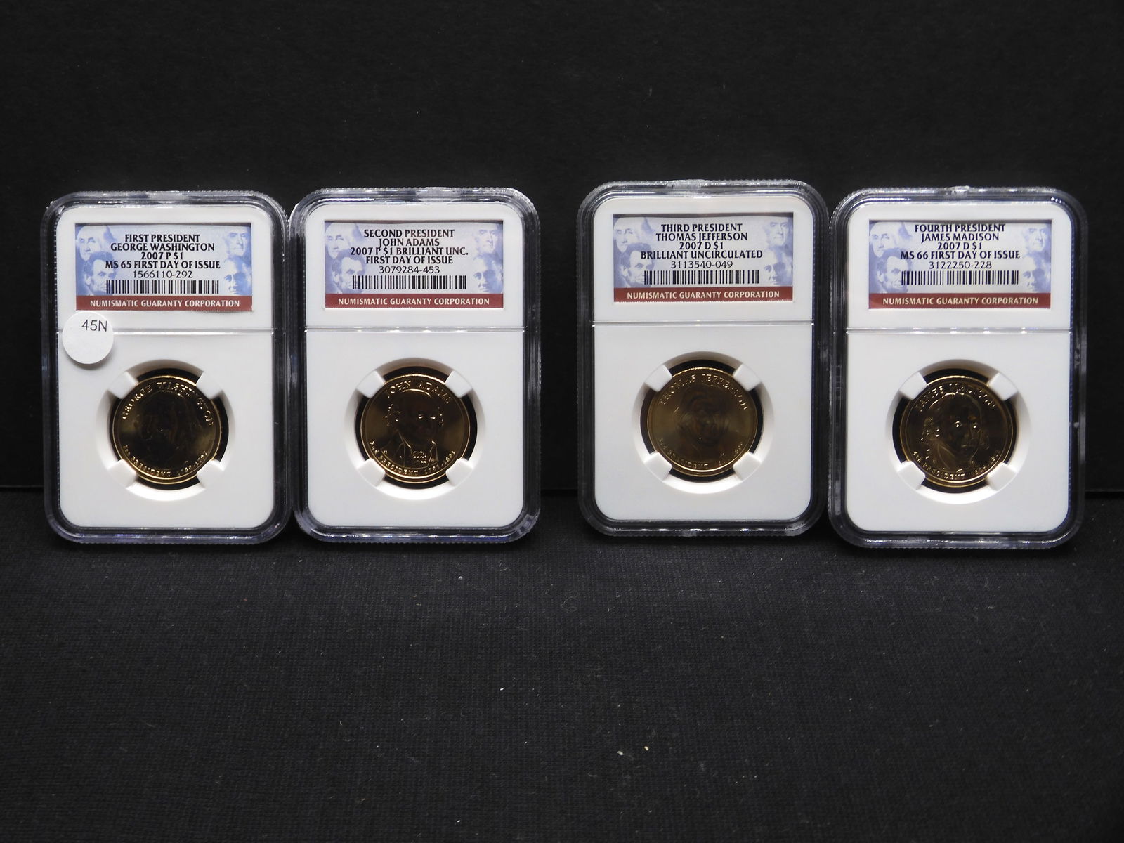 Four Brilliant Uncirculated First Day Of Issue 2007 Presidential Dollars Graded By NGC Grading Co. (1 of 14)