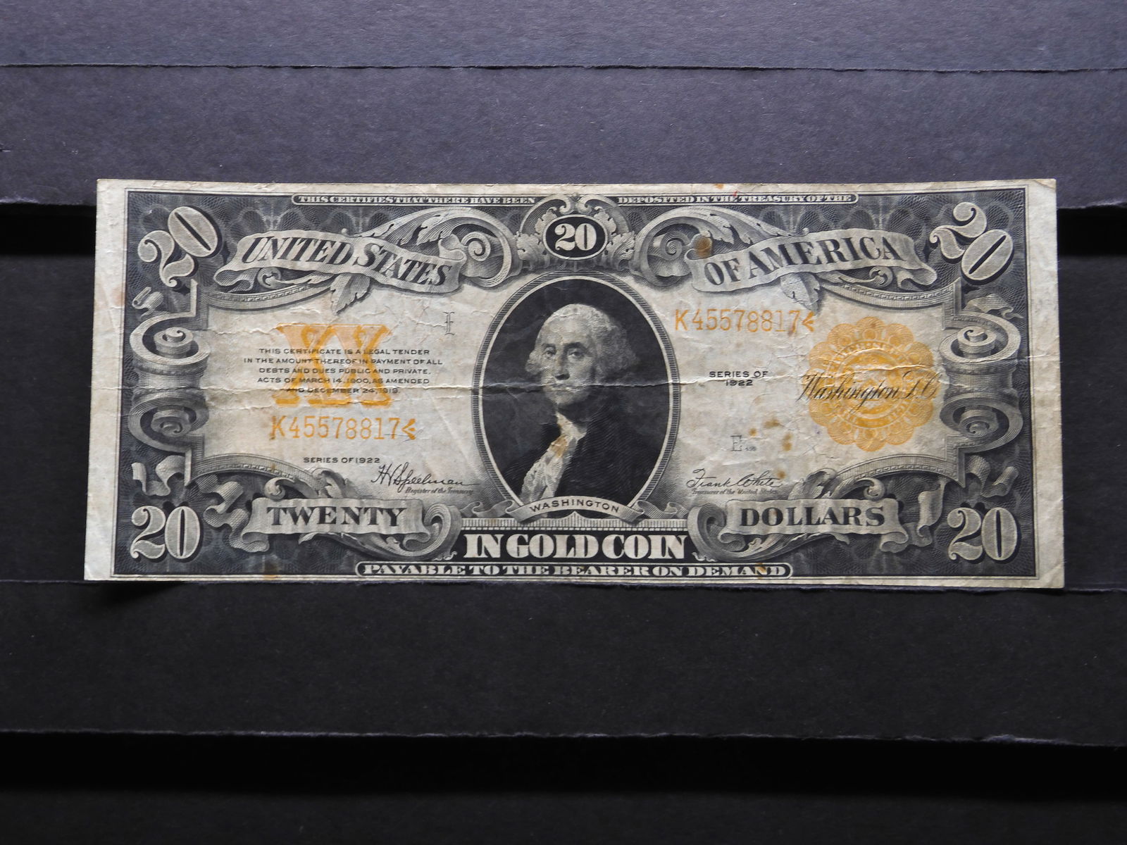 Best For Last - Series 1922 $20 Gold Certificate Large Size Note - Very Nice Note! (1 of 3)