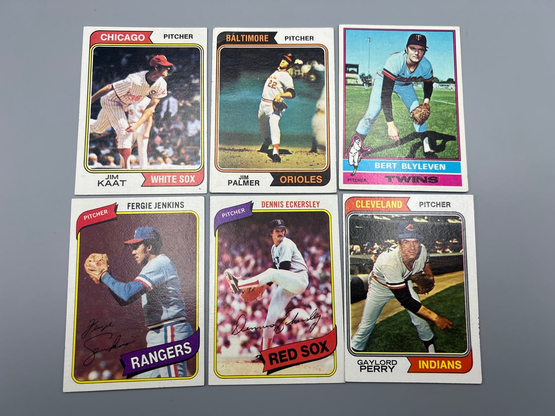 Lot of (6) Assorted Vintage Baseball Star Player Cards - Varying Conditions - Jim Palmer, Dennis: Lot of (6) Assorted Vintage Baseball Star Player Cards - Varying Conditions - Jim Palmer, Dennis Eckersley, Jim Kaat