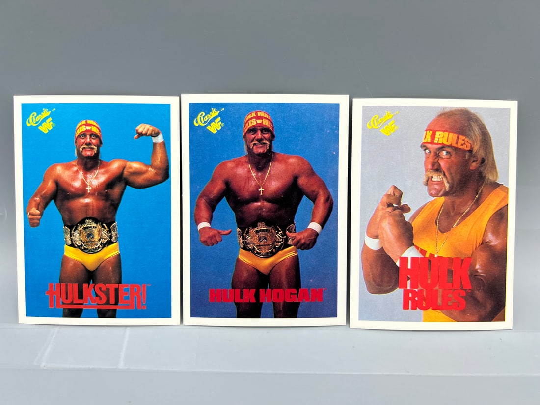 Lot of (3) 1990 Classic Hulk Hogan Cards - Varying Conditions (1 of 2)