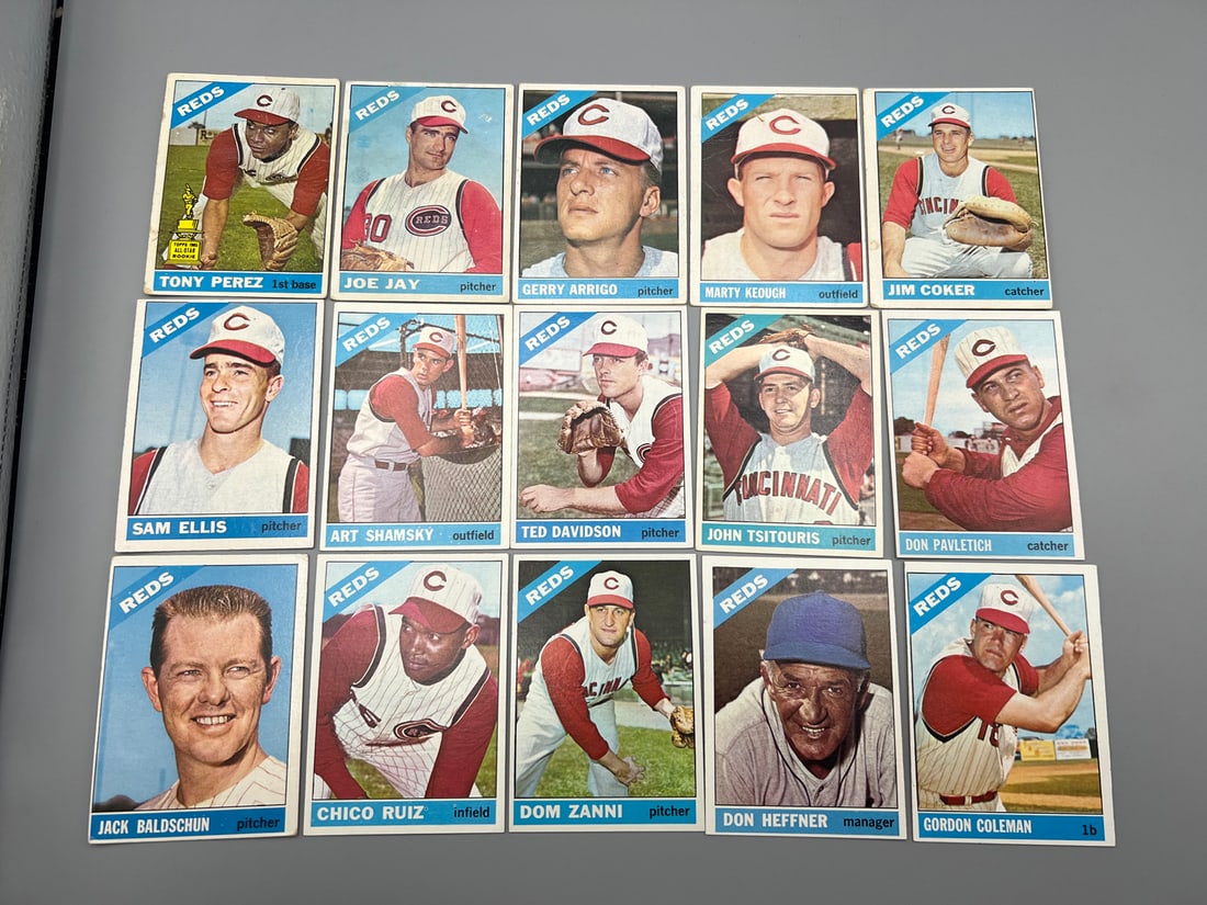 Lot of (15) 1966 Topps Cincinnati Reds Baseball Cards - Varying Conditions (1 of 2)