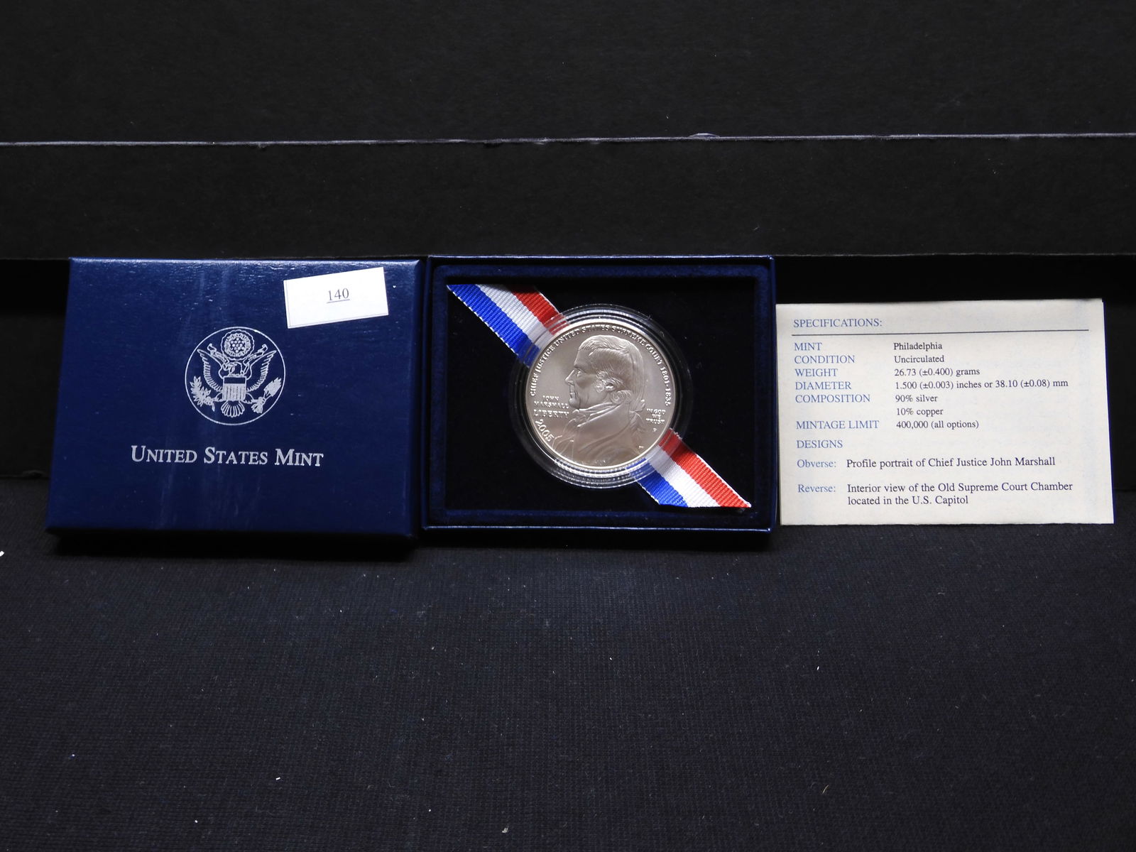 2005 Chief Justice John Marshall Uncirculated Silver Dollar - OGP: 2005 Chief Justice John Marshall Uncirculated Silver Dollar - OGP