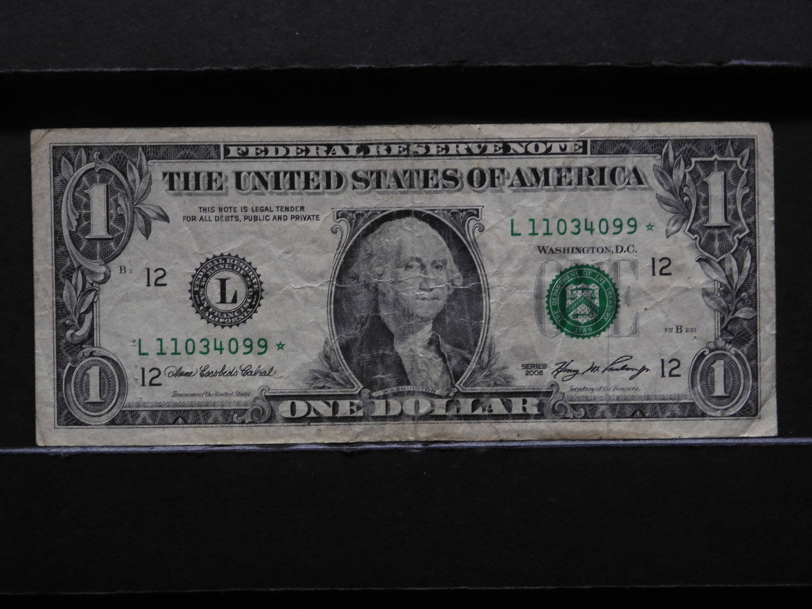 2006 $1 Federal Reserve "Star" Bank Note: 2006 $1 Federal Reserve "Star" Bank Note