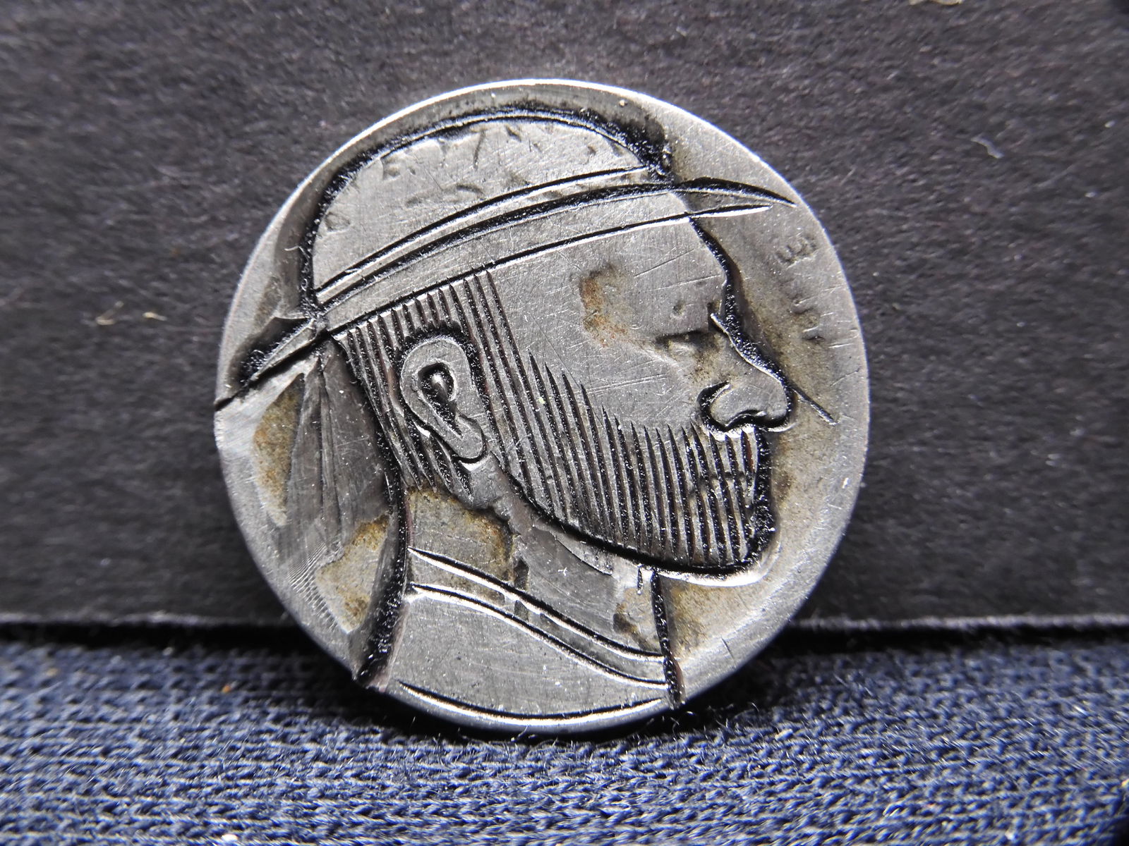 Hobo Buffalo Nickel, Nice Hand Carved Piece (1 of 2)