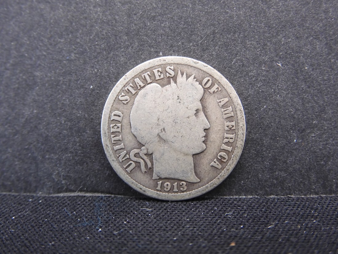 1913 Barber Dime. 90% Silver, 111 years old (1 of 2)
