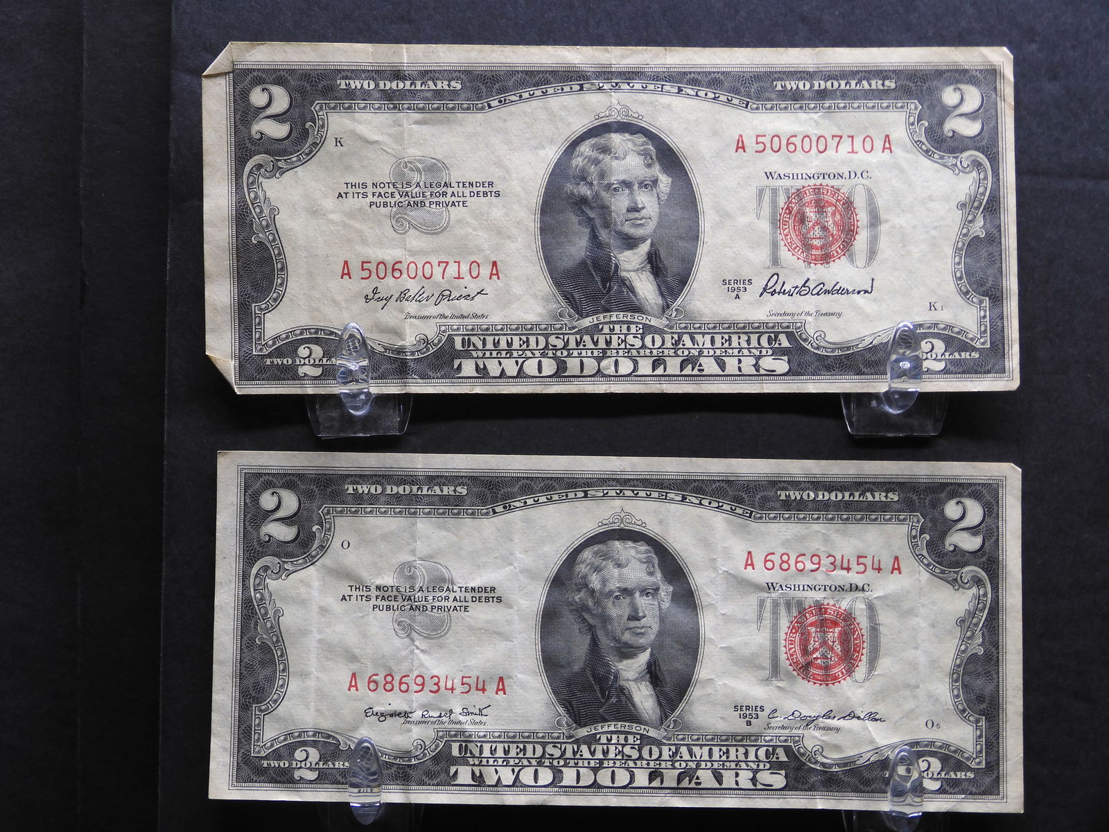 1953-A+B $2 Red Seal U.S. Notes (1 of 3)