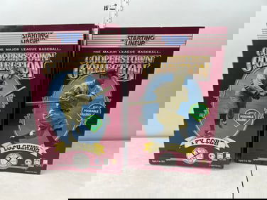 Lot of (2) 1996 Hasbro Cooperstown Collection 12" Starting Lineup Ty Cobb & Lou Gehrig