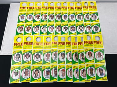 Lot of 1981 Squirt Limited Edition Baseball Uncut Panels/Hangers - Rickey Henderson, Pete Rose,