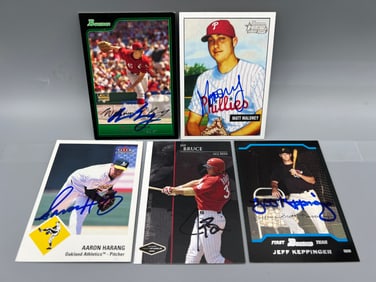 Lot of (5) Assorted Cincinnati Reds Or Related Hand Signed Baseball Cards - No COAs - Jay Bruce,