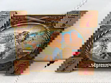 1970's Era Seagram's Baseball Lou Gehrig Immortal Speech Faux Wood Sign