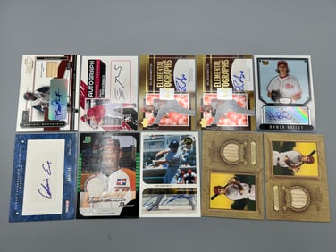 Lot of (10) Assorted Baseball Autograph Cards & Relic Cards - Brandon Phillips, Homer Bailey,