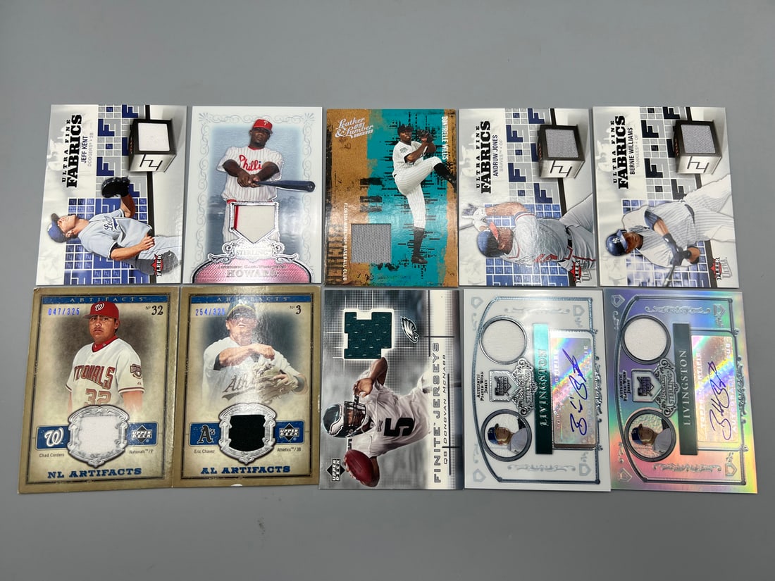 Lot of (10) Assorted Football & Baseball Autographs & Relic Cards - Donovan McNabb, Ryan Howard (1 of 2)