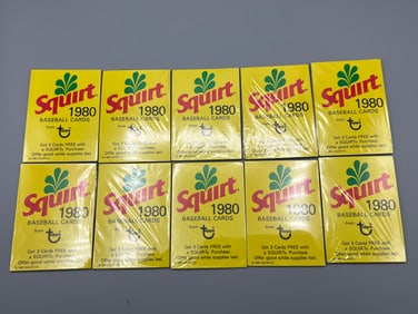Lot of (10) 1980 Topps X Squirt Baseball Promotional Unopened 3-Card Wax Packs - Possible Rickey