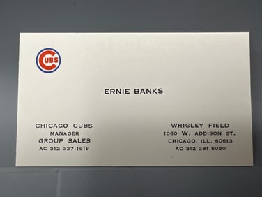 Ernie Banks Chicago Cubs Group Sales Manager Business Card
