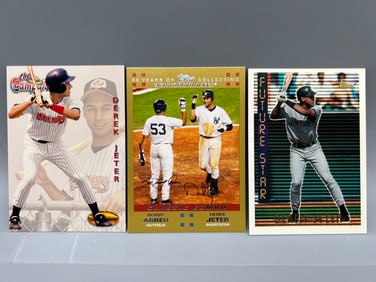 Lot of (3) Assorted Derek Jeter Baseball Cards W/ Prospect Card & Numbered Card - Varying Conditions
