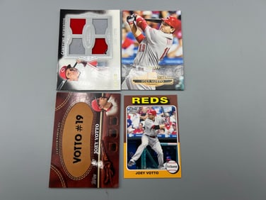 Lot of (4) Assorted Joey Votto Baseball Cards W/ Patch Card - Varying Conditions