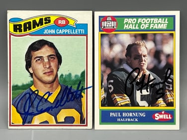 Paul Hornung & John Cappelletti Hand Signed Football Cards - No COAs