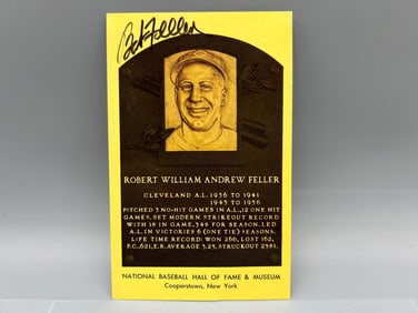Bob Feller National Baseball Hall of Fame & Museum Autographed Postcard - No COA