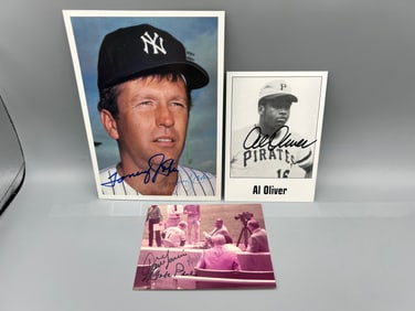 Lot of (3) Assorted Baseball Autographs - No COAs - Tommy John, Al Oliver, circa 1980 photograph