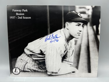 Bob Feller Cleveland Indians Autographed Photograph W/ HOF 62' Inscription - No COA