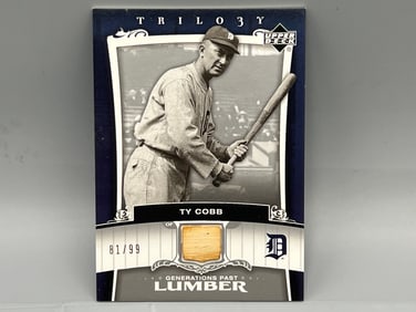 2005 Upper Deck Trilogy Ty Cobb Generations Past Lumber Game Used Bat Relic #81/99