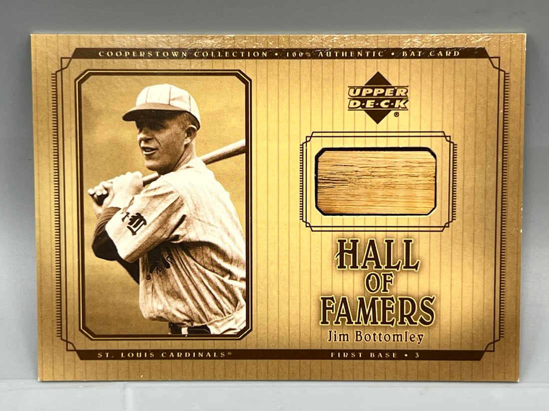 2001 Upper Deck Cooperstown Collection Jim Bottomley Hall of Famers Game Used Bat Relic: 2001 Upper Deck Cooperstown Collection Jim Bottomley Hall of Famers Game Used Bat Relic