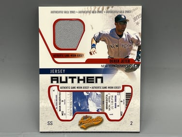 2003 Fleer Authentix Derek Jeter Game Worn Jersey Relic