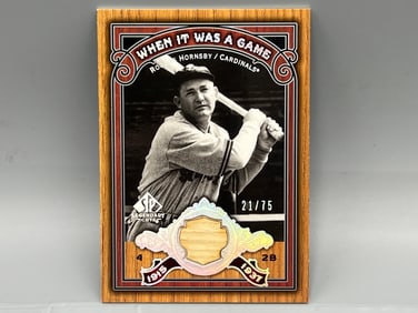 2006 Upper Deck SP Legendary Cuts Rogers Hornsby When It Was A Game Game Used Bat Relic #21/75