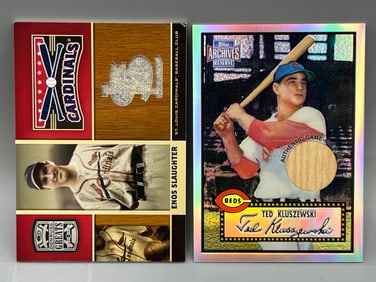 Enos Slaughter Game Used Jersey Relic & Ted Kluszewski Game Used Bat Relic