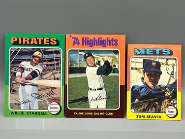 Lot of (3) 1975 Topps & Topps Mini Baseball Star Player Cards - Varying Conditions - Willie