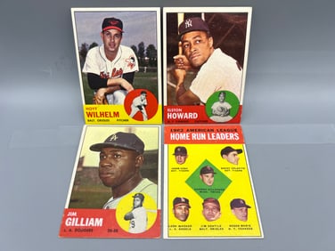 Lot of (4) 1963 Topps Baseball Star Player Cards - Varying Conditions - Elston Howard, Harmon