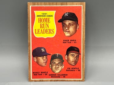 1962 Topps AL Home Run Leaders Maris/Mantle/Gentile/Killebrew #53