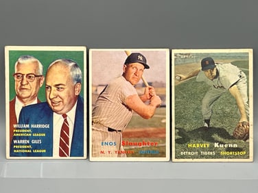 Lot of (3) 1957 Topps Baseball Star Player Cards - Varying Conditions