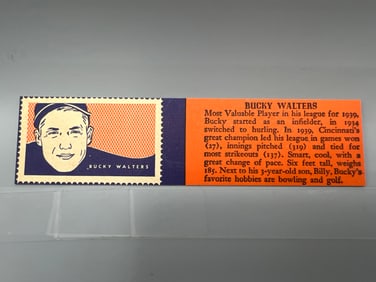 1941 Wheaties Bucky Walters Hand Cut